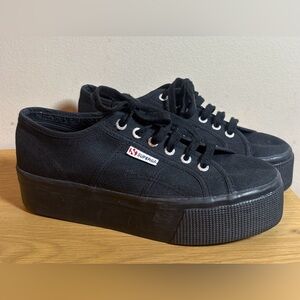 SUPERGA Black on Black Sneakers Size 8 - Platforms